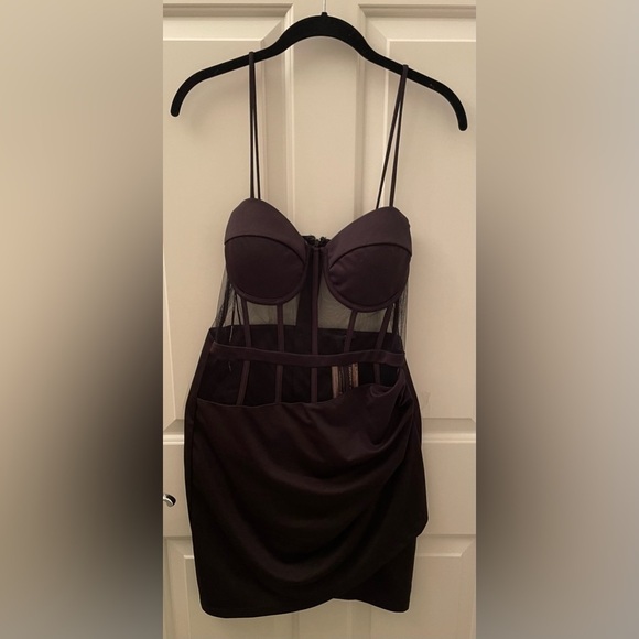 Symphony Broken Arrow South Beach Black Mesh Corset Dress NWT! Size Large - Picture 9 of 13